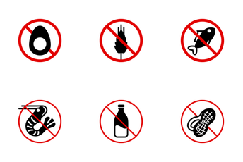 Food Allergens (simple - Red) Icon Pack