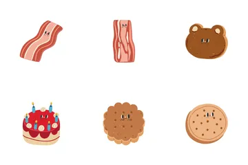 Food And Dessert Characters Clipart Icon Pack