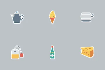 Food Flat Paper Icon Pack