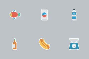 Food Flat Paper Icon Pack