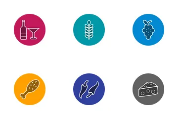 Food Glyph Circle Icon Pack