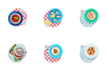 Food On Tablecloth Icon Pack
