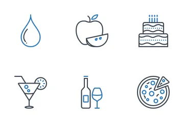Food Two Color Line Icon Pack