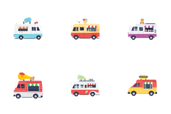 Food Vans Illustrations  Icon Pack