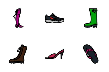 Footwear Bold Outline Color Icon Pack