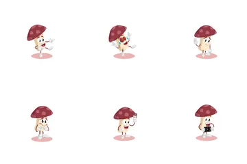 Forest Friends Mushroom Mascot Icon Pack