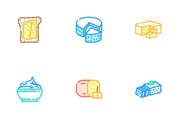 Nutrizione deliziosa del formaggio lattiero-caseario Icon Pack