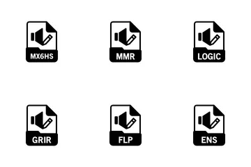 Format de fichier d'édition audio et de production musicale Pack d'Icônes