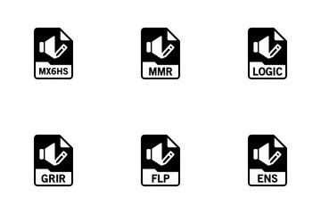 Formato de archivo de edición de audio y producción musical Paquete de Iconos