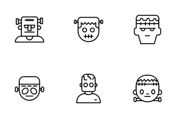 Frankenstein Line Style Icon Pack