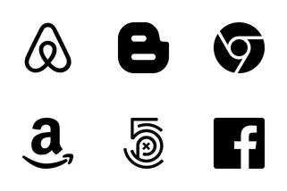 70 Flat Social Icons In Black