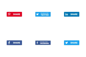Free Botones de redes sociales Compartir y seguir Paquete de Iconos