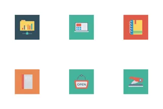 Business And Office Flat Square Icons