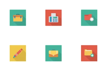 Free Business And Office Flat Square Shadow Icon Pack