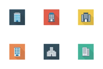 Free Business And Office Flat Square Shadow Icon Pack
