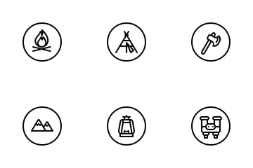 Free Camping und Abenteuer Symbolpack