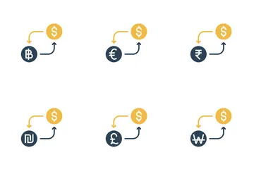 Free Conversión de moneda - dólar Paquete de Iconos