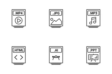 Free Iconos de línea de tipo de archivo Paquete de Iconos