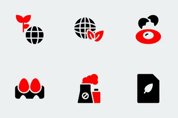 Free Naturaleza y ecología Rojo Negro Paquete de Iconos
