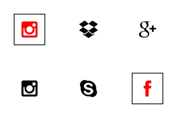Free Plano cuadrado de redes sociales Paquete de Iconos