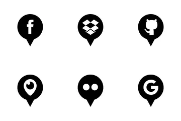Free Social Media Pins Glyph Icon Pack