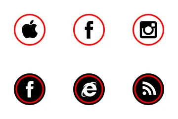 Free Social Media Red Flat Icon Pack