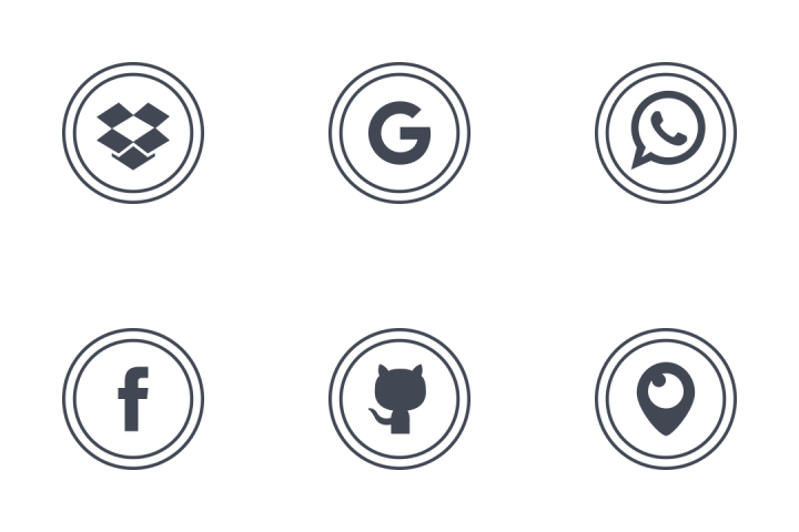 Social media icons, round, outline