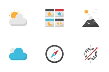Free Weather Forecast Outline Flat Icon Pack