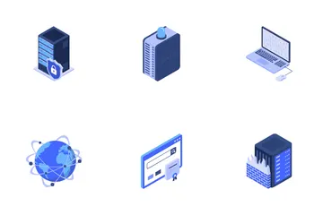 Free Hospedagem Web Isométrica WHCompare Pacote de Ícones