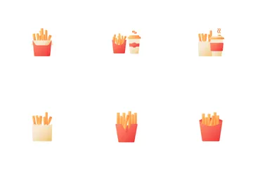 French Fries And Coffee Takeout Icon Pack