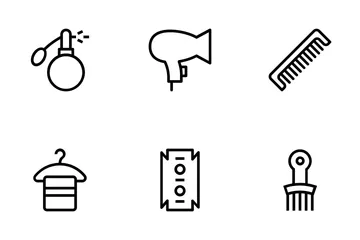 Friseursalon-Vektor-Icons Symbolpack