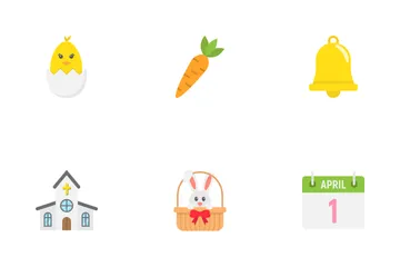 Frohe Ostern flache Icons Symbolpack