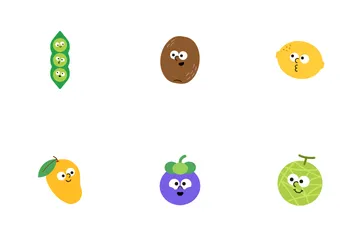 Fruit And Vegetable Characters Icon Pack
