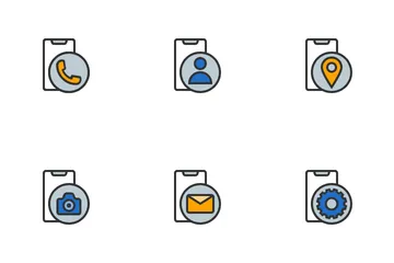 Funciones y aplicaciones de teléfonos inteligentes Paquete de Iconos