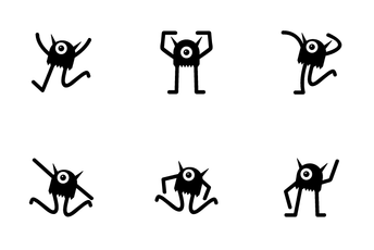 Funny One Eye Monster Character Icon Pack