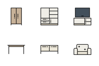 Furniture Filled Outline Icon Pack