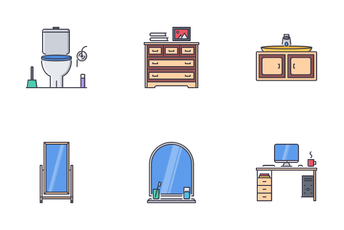 Furniture Filled Outline Icon Pack