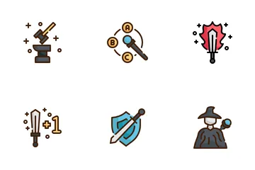 Rpg role play pc game icons set Royalty Free Vector Image