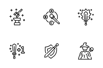 Rpg role play pc game icons set Royalty Free Vector Image