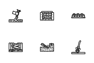 Garden Maintenance Mulching Icon Pack