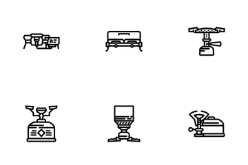Gas Burner Stove Cooktop Icon Pack