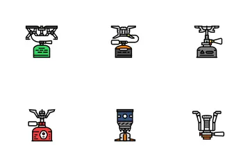 Gas Burner Stove Cooktop Icon Pack