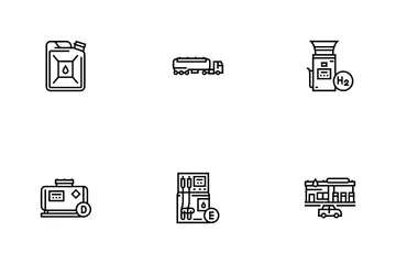 Gas Station Refueling Equipment Icon Pack