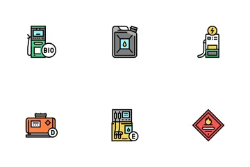 Gas Station Refueling Equipment Icon Pack