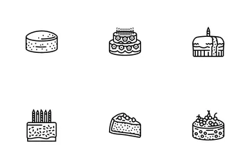 Gâteau Anniversaire Nourriture Dessert Fête Pack d'Icônes