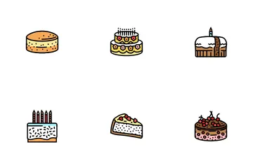 Gâteau Anniversaire Nourriture Dessert Fête Pack d'Icônes