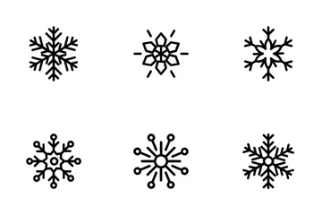 Geometric Snowflakes Line Icons 1 Icon Pack