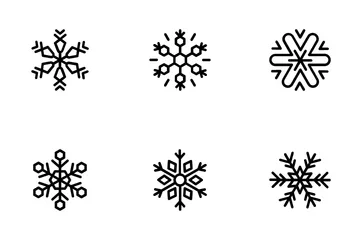 Geometric Snowflakes Line Icons 2 Icon Pack