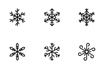 Geometric Snowflakes Line Icons 3 Icon Pack