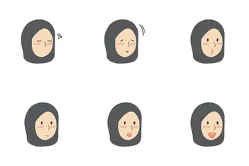 Gesichtsausdruck muslimischer Mädchen mit Hijab Symbolpack